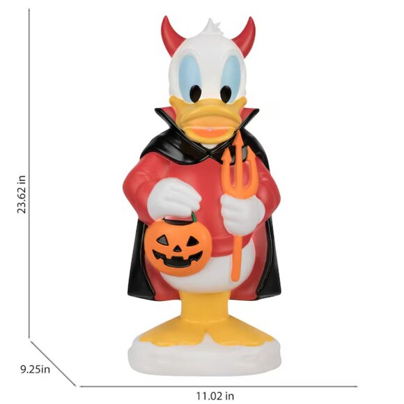 2' DISNEY DONALD DUCK IN DEVIL SUIT BLOW MOLD HALLOWEEN LIGHTED DECOR - Picture 5 of 6
